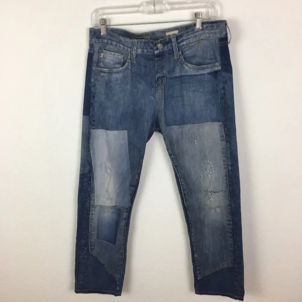 AG The Drew Blue  Straight Leg Boyfriend Printed Denim 28 - Picture 2 of 11